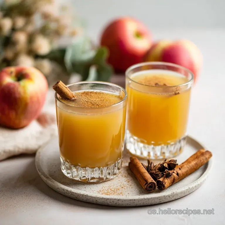 Selbstgemachter Apfeltee mit Zimt und Gewuerzen - appetizing dish ready to serve