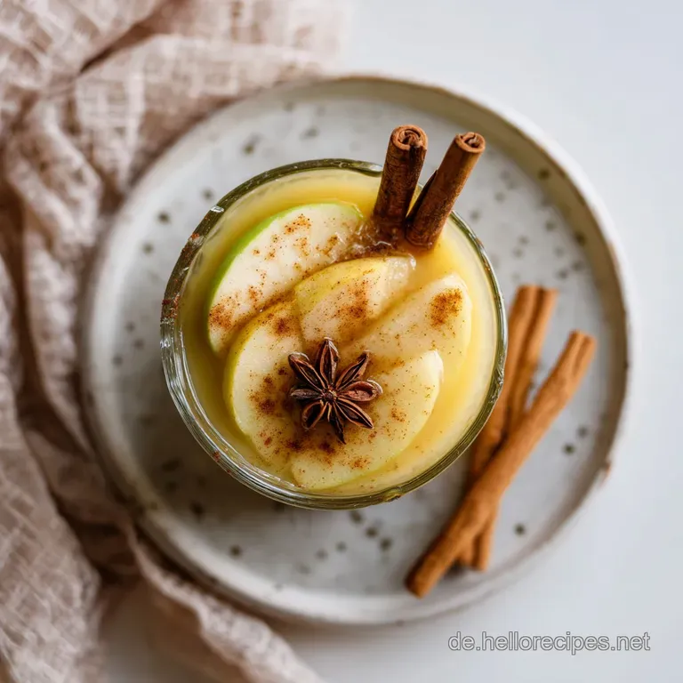Selbstgemachter Apfeltee mit Zimt und Gewuerzen