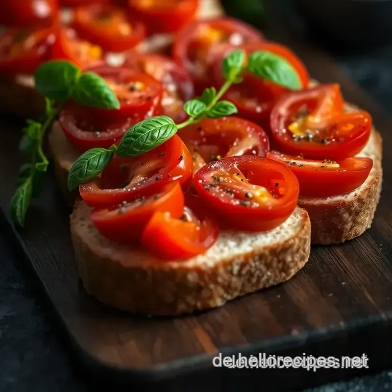 Sonnige Tomaten Bruschetta presentation