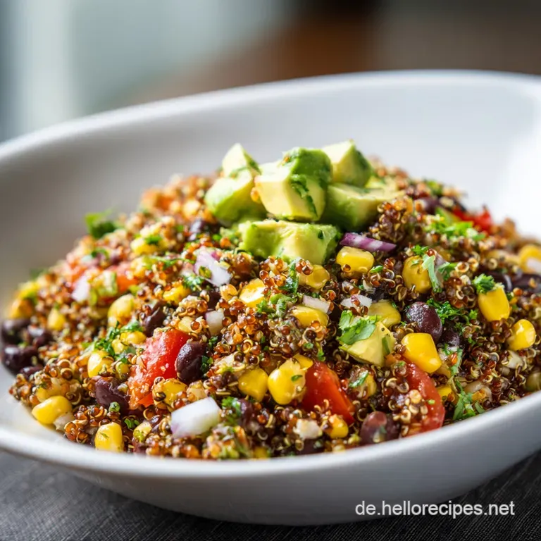 Artfully arranged quinoa salad with lime wedges and cilantro on a white plate, inviting a fresh bite.