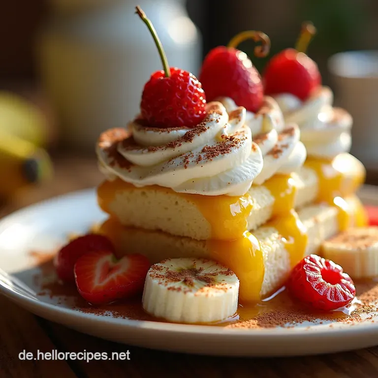 Sündhaft einfacher NoBake Banana Split Kühlschrankkuchen presentation