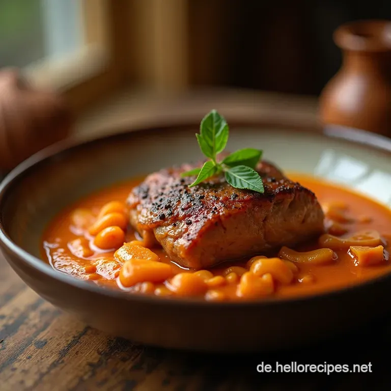 Das Ultimative Szegediner Gulasch Zartes Schweinefleisch in Cremiger PaprikaSauce mit Sauerkraut presentation