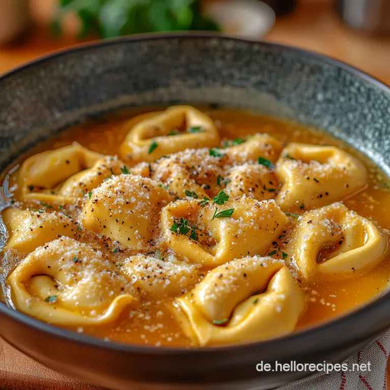 Tortellini in Brodo Italienische Seele in einer Schüssel
