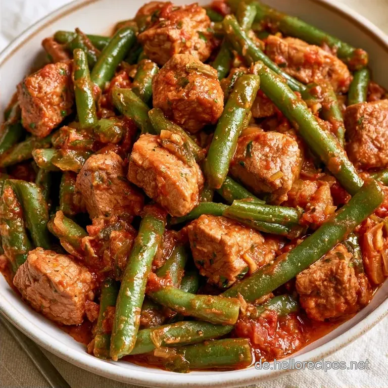 T&uuml;rkische Gr&uuml;ne Bohnen Mit Fleisch mit Rindergulasch