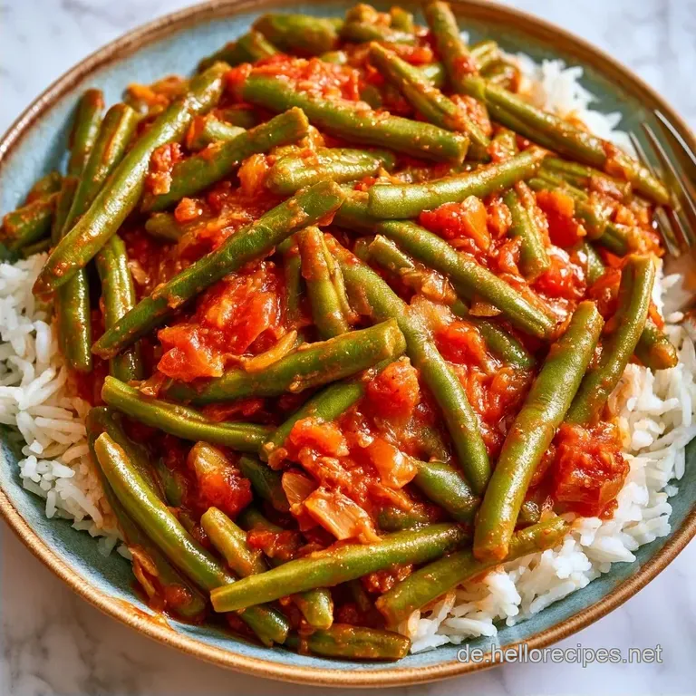 T&uuml;rkische Gr&uuml;ne Bohnen Mit Reis mit Tomaten