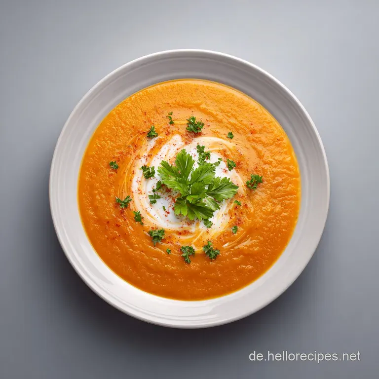 A rustic bowl of creamy red lentil soup, artfully drizzled with olive oil and a scattering of red pepper flakes.