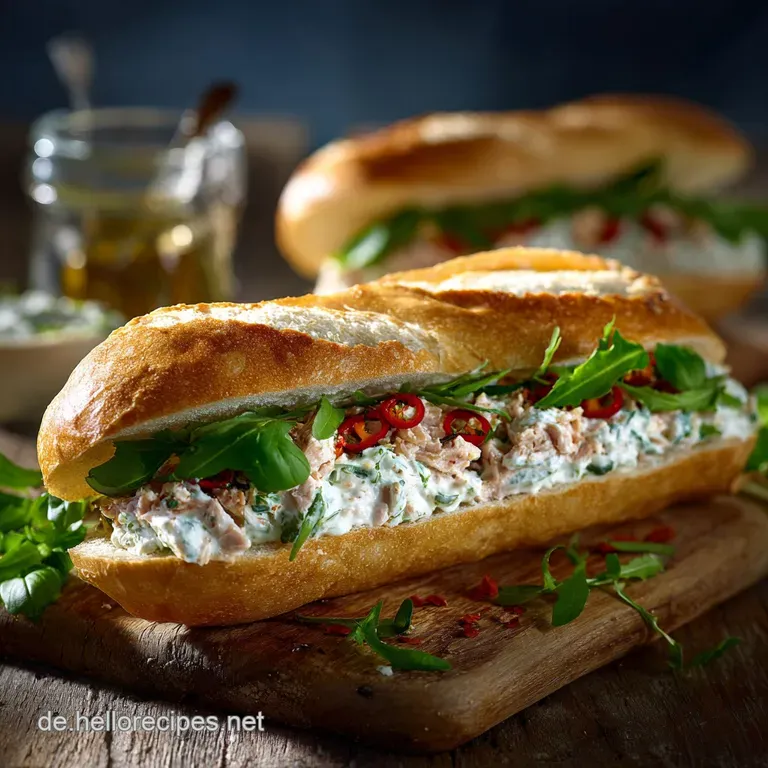&Uuml;berbackenes Thunfisch Baguette: Der schnelle herzhafte Feierabend-Klassiker