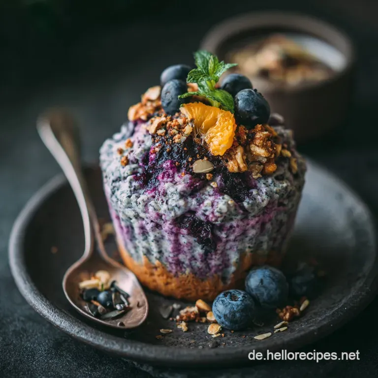 Vegane Blaubeer Muffin Overnight Oats: Das Gesunde Meal Prep Fr&uuml;hst&uuml;ck presentation