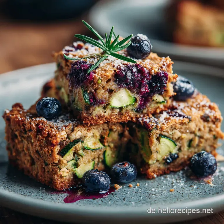 Vegane Blondies Mit Zucchini Und Blaubeeren: Unschlagbar Saftig presentation