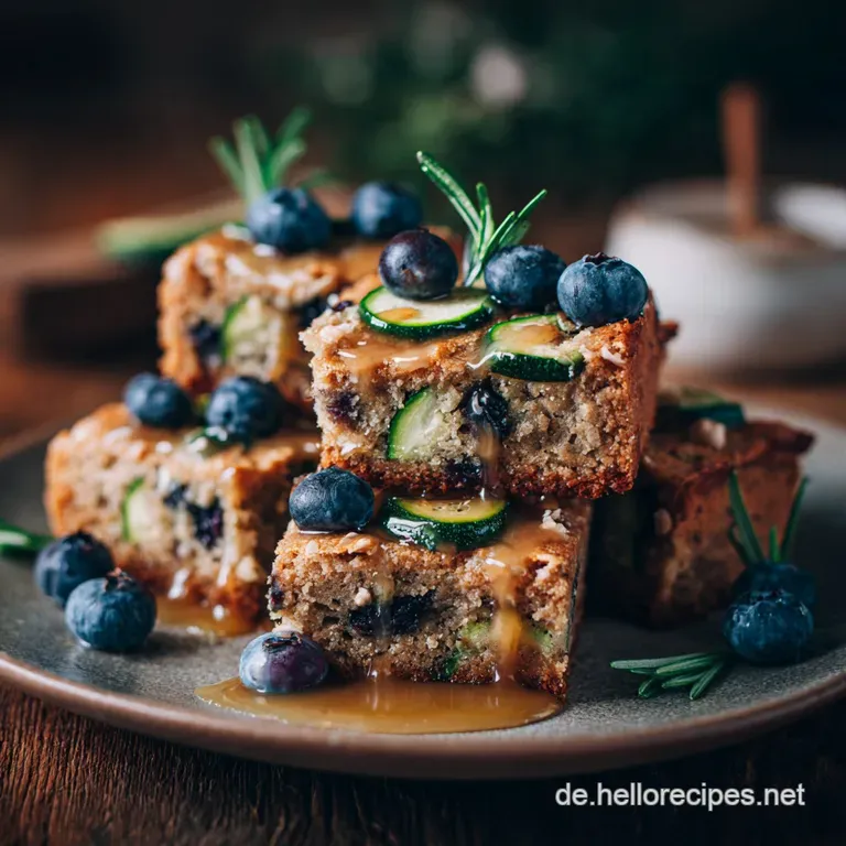 Vegane Blondies mit Zucchini und Blaubeeren: Unschlagbar saftig