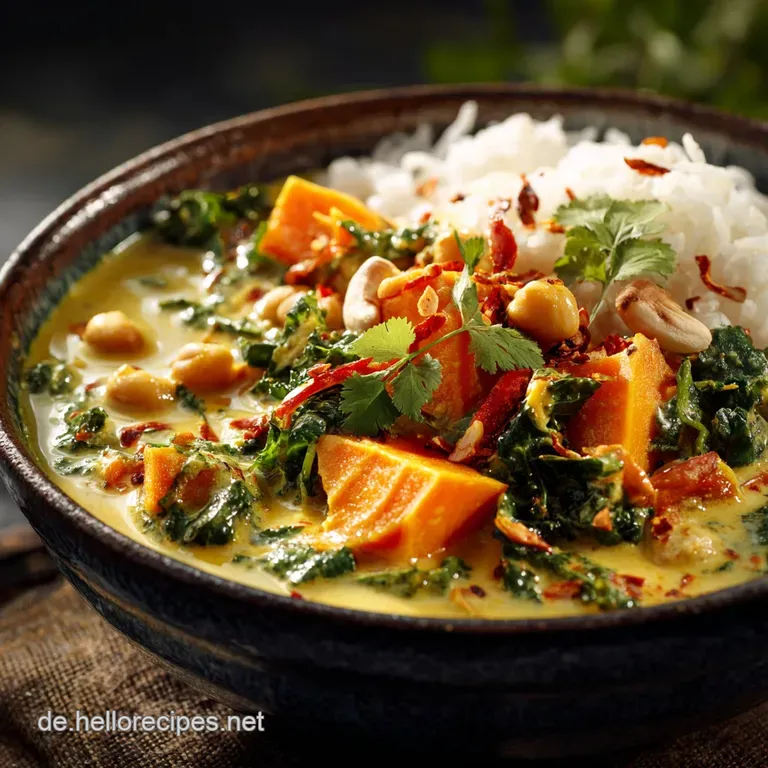 Veganes Curry Das Goldene Gl&uuml;ck mit S&uuml;&szlig;kartoffel und Kichererbsen