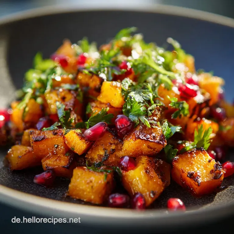 Vegetarischer K&uuml;rbissalat: K&uuml;rbisgl&uuml;ck im Herbst mit Feta und Kern&ouml;l