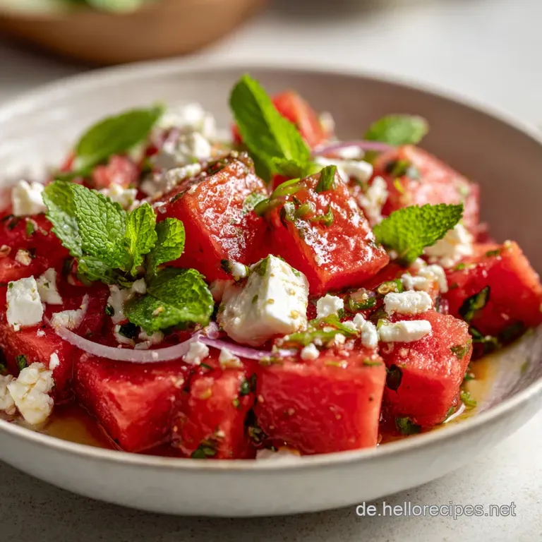 Rezept Mit Minze: Feta-Wassermelonen-Salat presentation