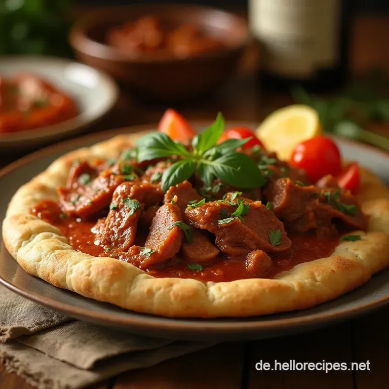 PideTraum Das weiche Türkische Fladenbrot mit würzigem Kıyma Hackfleisch presentation