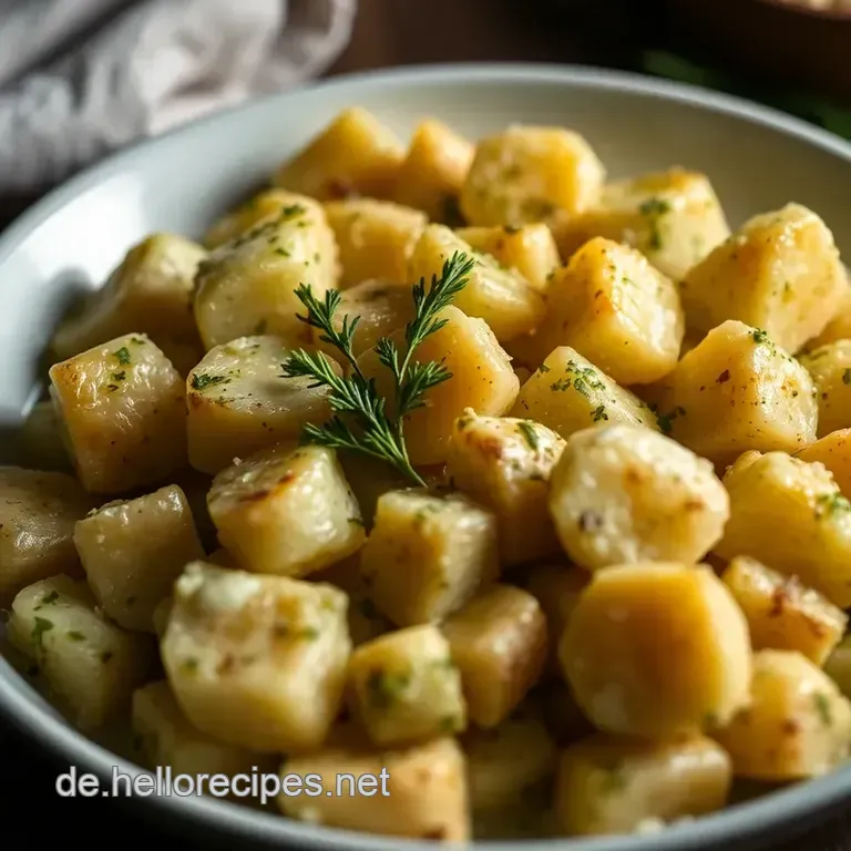 Zarte Lammkoteletts mit Kräuterkruste und Knoblauch-Kartoffeln presentation