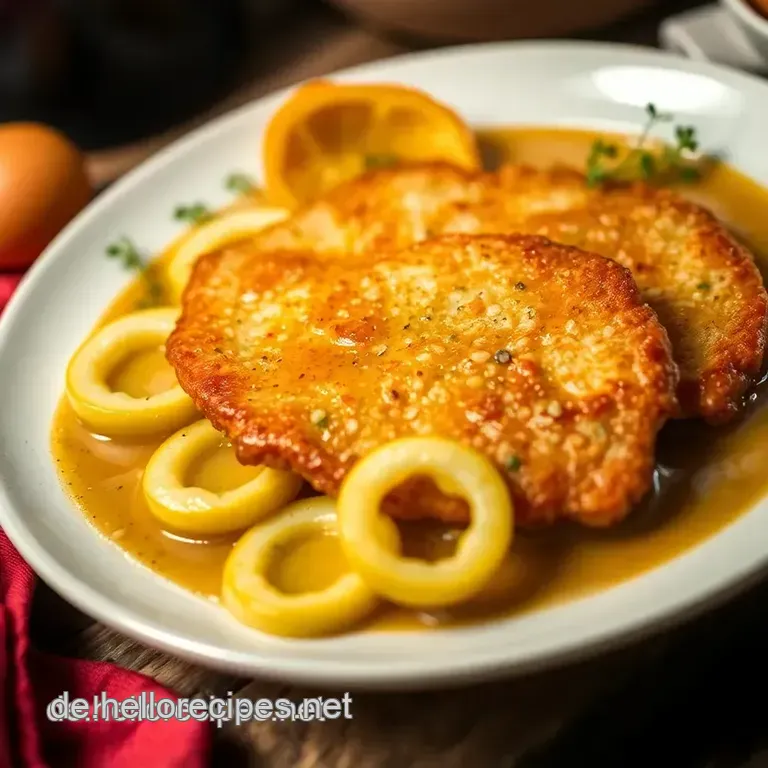 Zarte Zwiebel Sahne-Schnitzel in würziger Zwiebelsuppe presentation