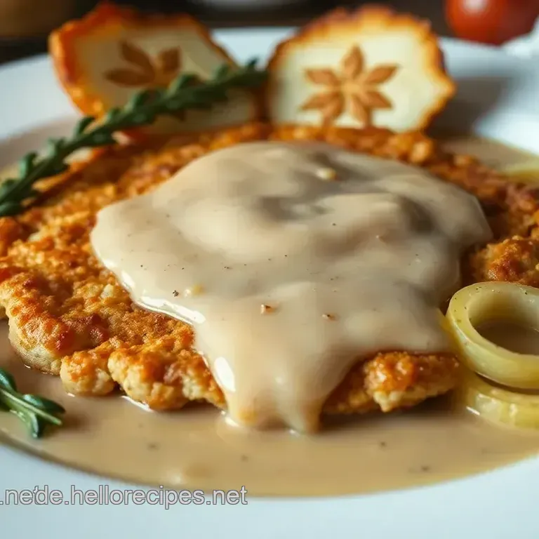 Zarte Zwiebel Sahne-Schnitzel in würziger Zwiebelsuppe